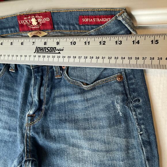 Lucky Brand Women Sofia Straight Jeans size 2 / 26 Blue Mid Rise Ankle - Picture 2 of 10